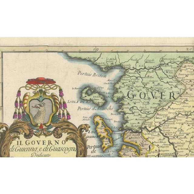 Large Hand-Colored Engraved Map of Gascony, 1695 For Sale - Image 3 of 10
