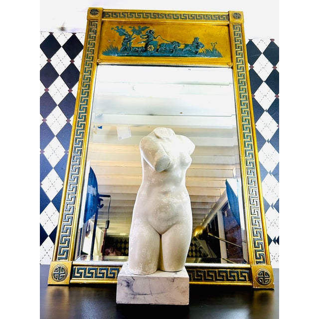 Oversized Neoclassical Greek Key Trumeau Wall Mirror With Classical Relief Frieze For Sale - Image 17 of 18