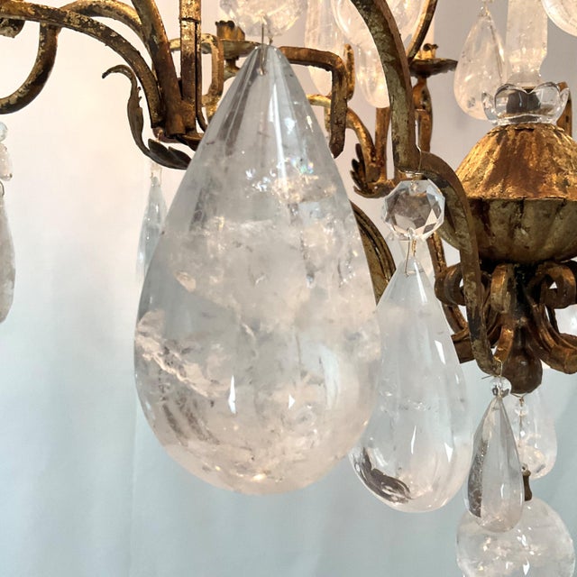 Gold Vintage Greek Key Gold Leaf Metal Frame With All Natural Rock Crystals For Sale - Image 8 of 18