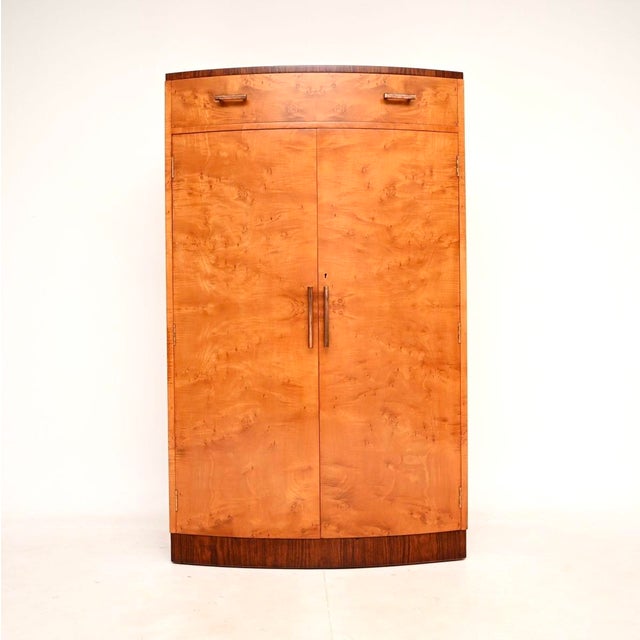 Mid-Century Modern Art Deco Satin Birch and Walnut Compactum Wardrobe, 1930s For Sale - Image 3 of 11
