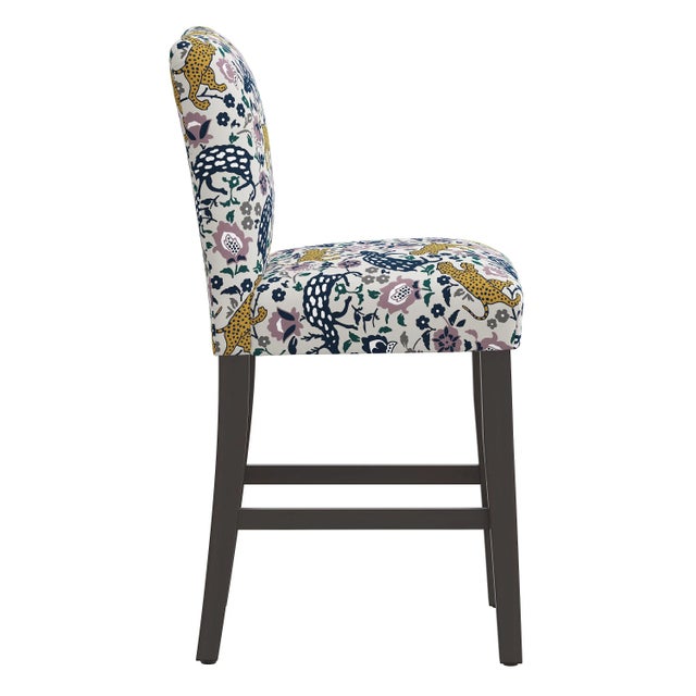 Transitional Chelsea Counter Stool in Mustard Plum Leopard For Sale - Image 3 of 8