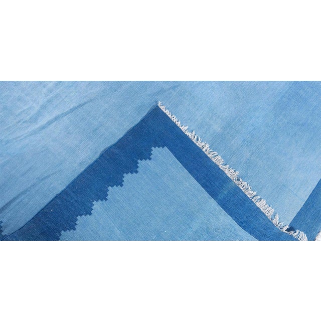 Doris Leslie Blau Indian Dhurrie Mid-Century Light Blue Flatweave Cotton Rug For Sale - Image 9 of 9