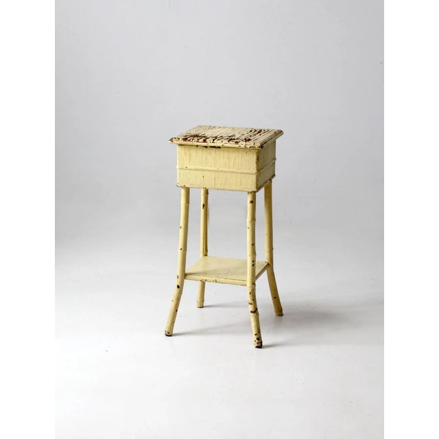 Antique Painted Side Table With Storage Top For Sale - Image 13 of 13