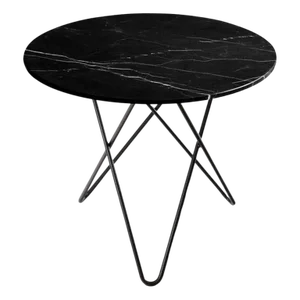Black Marquina Marble and Black Steel Dining O Table by OxDenmarq
