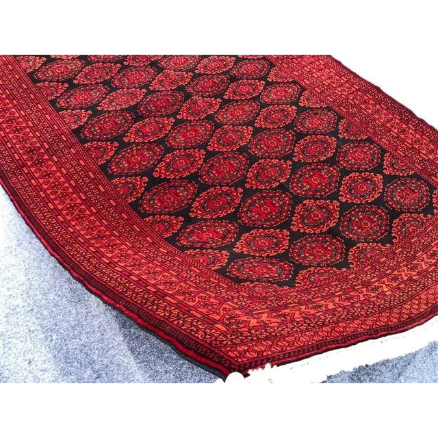 1980s Hand Knotted Afghan Turkmen Rug For Sale - Image 5 of 6