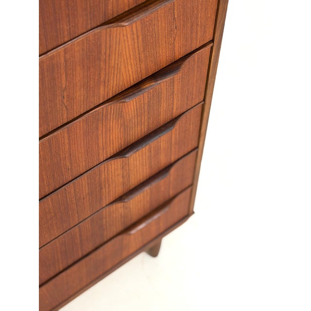 Danish Tallboy Chest in Teak, 1960s For Sale - Image 6 of 9