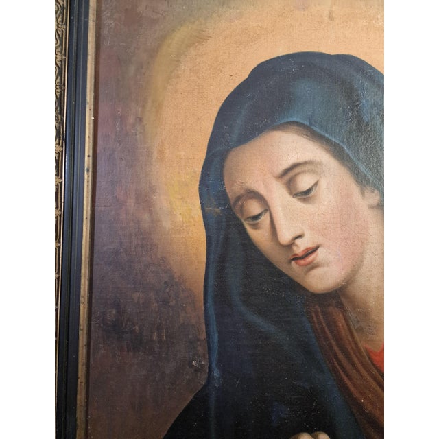 Italian School, Unknown, Madonna in Prayer, Late 18th Century, Oil on Canvas and Wood, Framed For Sale - Image 9 of 12