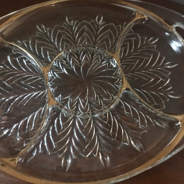 Mikasa 1980s Large Divided Gilded Crystal Serving Platter For Sale - Image 4 of 8