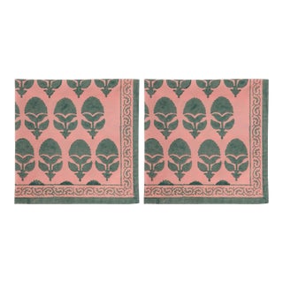 Gulshan Coral Pink Napkins - a Pair For Sale