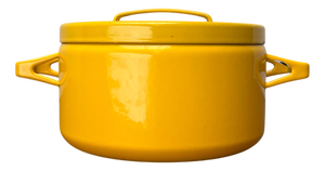 Mid-Century Modern Yellow Minimalist Enamel Pot by Seppo Mallat for Finel, Finland, 1960s