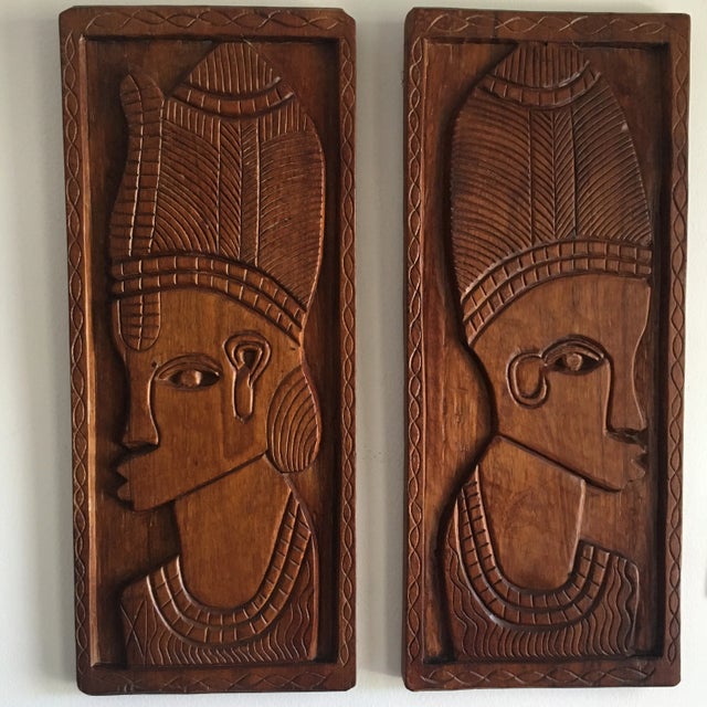 Vintage Tribal African Relief Wood Carvings - a Pair For Sale - Image 13 of 13