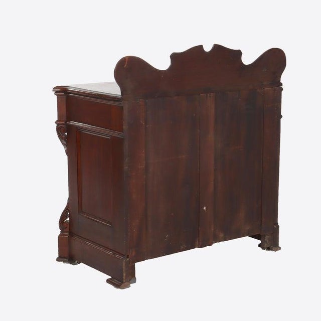Wood Antique Carved Walnut 2-Door 2-Drawer Washstand With Backsplash Circa 1900 For Sale - Image 7 of 16