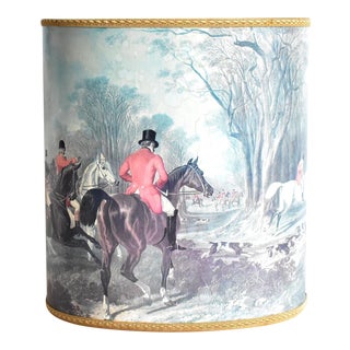 Vintage Hunting Scene Waste Paper Basket For Sale