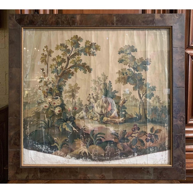 18th Century French Aubusson Tapestry Gouache on Paper With Frame and Glass For Sale - Image 4 of 11