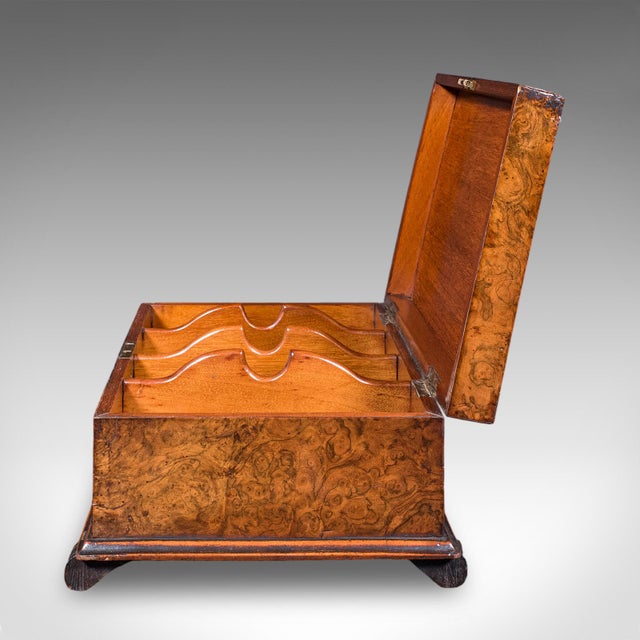 Antique Keepsake Case, English, Burr Walnut, Jewellery, Organiser Box, Victorian For Sale - Image 6 of 12