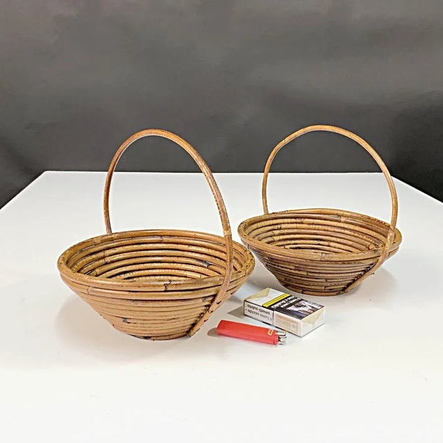 Mid-Century Bamboo and Rattan Bowls, 1970s, Set of 2 For Sale - Image 9 of 18