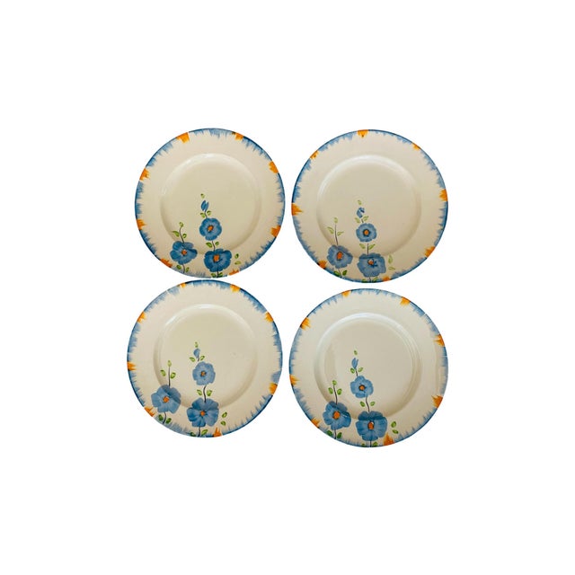 1930s Art Deco Swinnertons Pottery “Ivory” 8” Blue Plates, Set/4 For Sale In Washington DC - Image 6 of 6