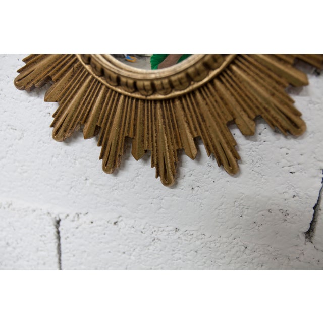 Wood Vintage Convex Witchs Eye Sunburst Mirror, 1960s For Sale - Image 7 of 18