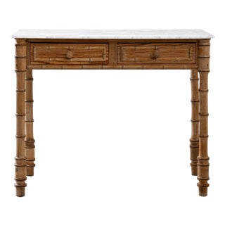 1900s French Faux Bamboo Table With Marble Top For Sale