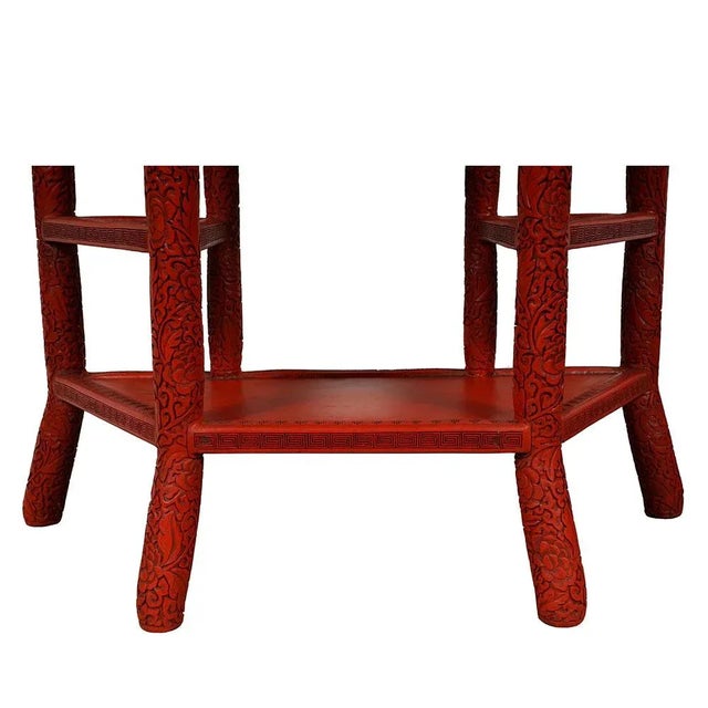Paint Antique Chinese Qing Cinnabar Lacquer Carved Console Table For Sale - Image 7 of 12