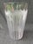 Large, tall vintage finely etched stripe crystal vase. Bands of fine stripes along the body accented at the top with a...