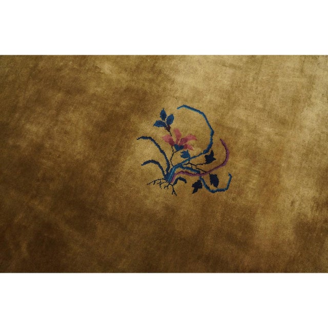 1920s Antique Large Yellow Floral Modern Chinese Art Deco Knotted Rug 11'9" X17' For Sale In New York - Image 6 of 9