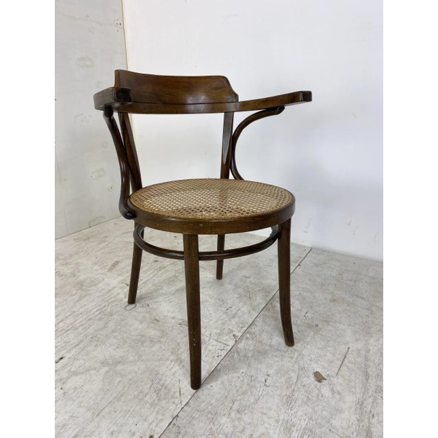 Bentwood Desk Chair with Rattan Seat by Thonet for Ligna, 1900s For Sale - Image 10 of 12