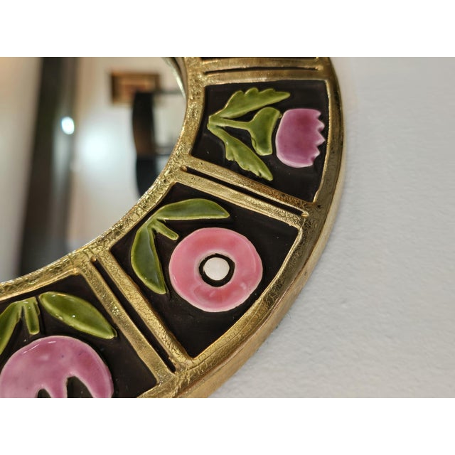 Vintage Glazed Ceramic Mirror by Mithé Espelt, 1960s For Sale - Image 4 of 10