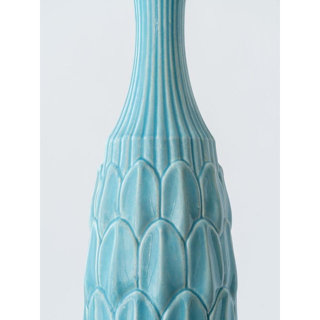 Tall Vintage Casa Pupo Turquoise Botanical Ceramic Table Lamp, 1960s For Sale - Image 4 of 18