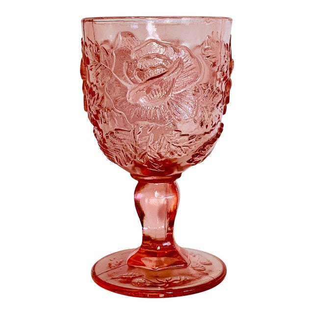 Madonna Inn Pink Wild Rose Goblet Fenton Wright Glass Chairish
