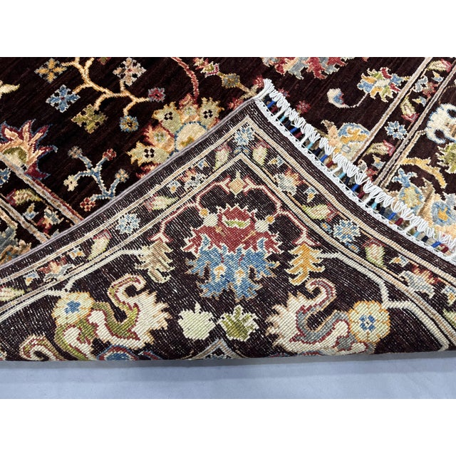 Black and Gold Afghan Sultani Wool Rug, Natural Dye Persian Floral Design, 6′7″ × 9′8″ For Sale - Image 15 of 15
