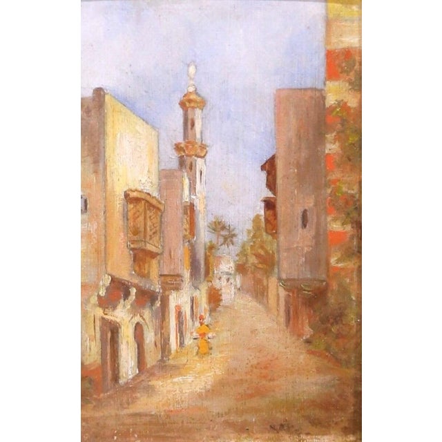 French Mid-19th Century French Street Scene Oil on Board Painting in Carved Gilt Frame For Sale - Image 3 of 7