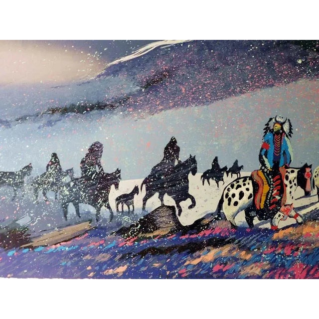 Impressionist Earl Biss "Blizzard Along the Beartooth Range" Serigraph Framed Hand Colored Hand Signed For Sale - Image 3 of 5