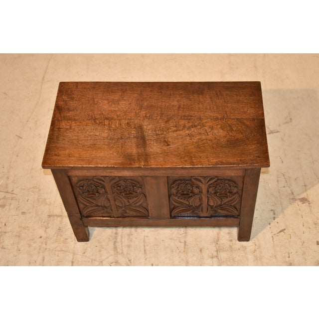 1900 - 1909 Edwardian Oak Hand Carved Coffer, Circa 1900 For Sale - Image 5 of 7