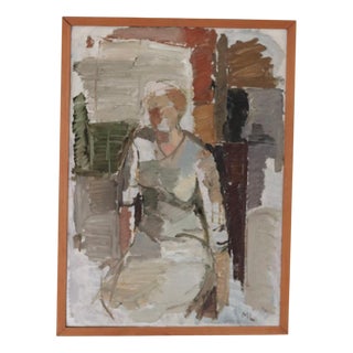 Martin Agaton Lindberg, Sitting Woman, 1950s, Oil on Canvas, Framed For Sale
