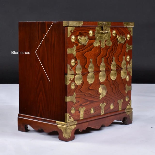 Vintage Asian Chinoiserie Rosewood Tansu Chest Nightstand or End Table Brass Hardware For Sale - Image 10 of 12