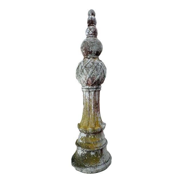 Late 20th Century Architectural Concrete Finial With Natural Lichen Patina For Sale