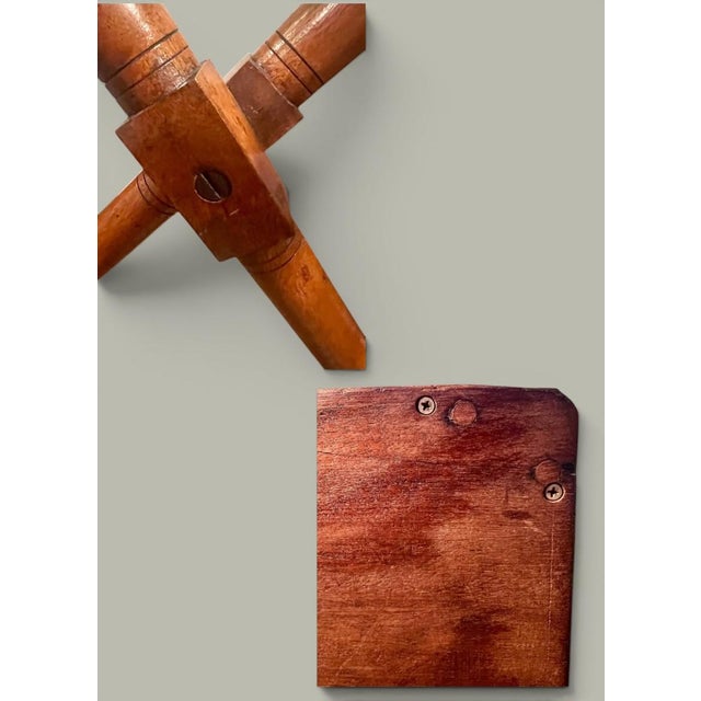 Antique Butler's Tray Table-Chestnut Wood-Dovetail-Original Stand-Folding-Serve For Sale - Image 14 of 16