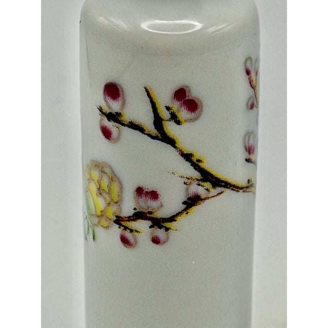 White Painted Porcelain Tubular Shape Snuff Bottle For Sale - Image 8 of 12