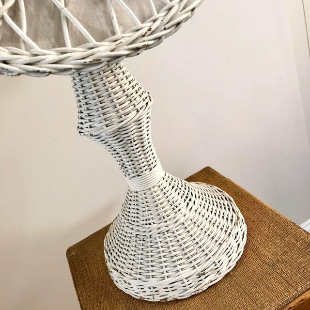 Rustic Antique White Wicker Table Lamp For Sale - Image 3 of 8