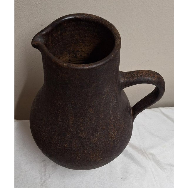 German Handmade Brown Ceramic Handle Vase, 1970s For Sale - Image 3 of 6