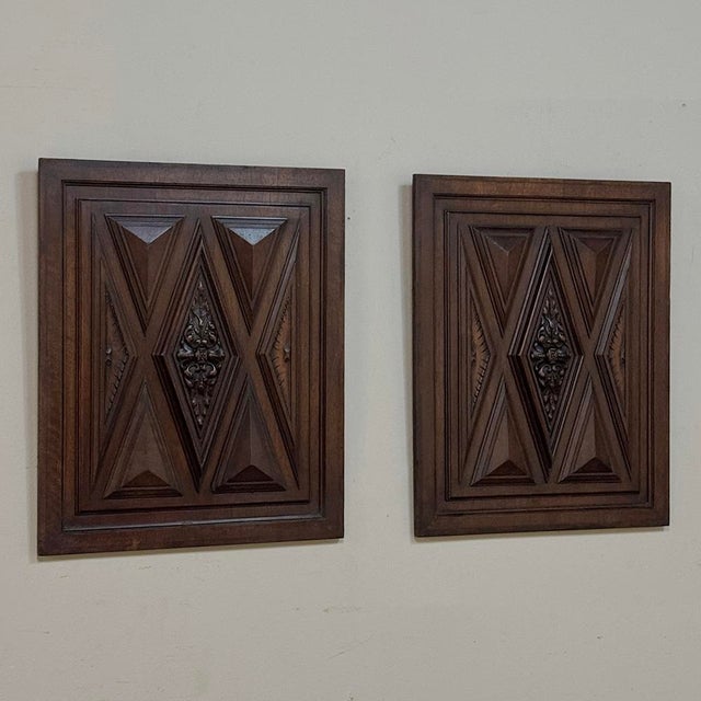 Traditional Pair of 19th Century French Renaissance Revival Walnut Panels in the Henry II Style For Sale - Image 3 of 5