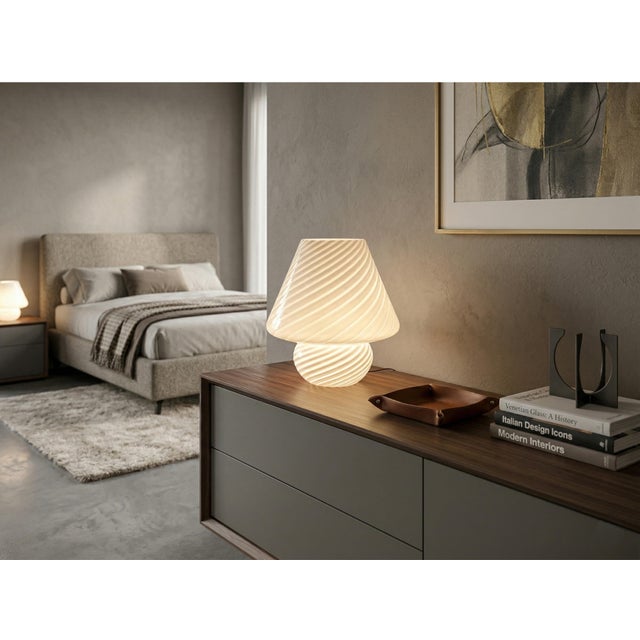 Swirl Murano Glass Mushroom Table Lamp from Manifattura Di Murano, 1970s For Sale - Image 6 of 10