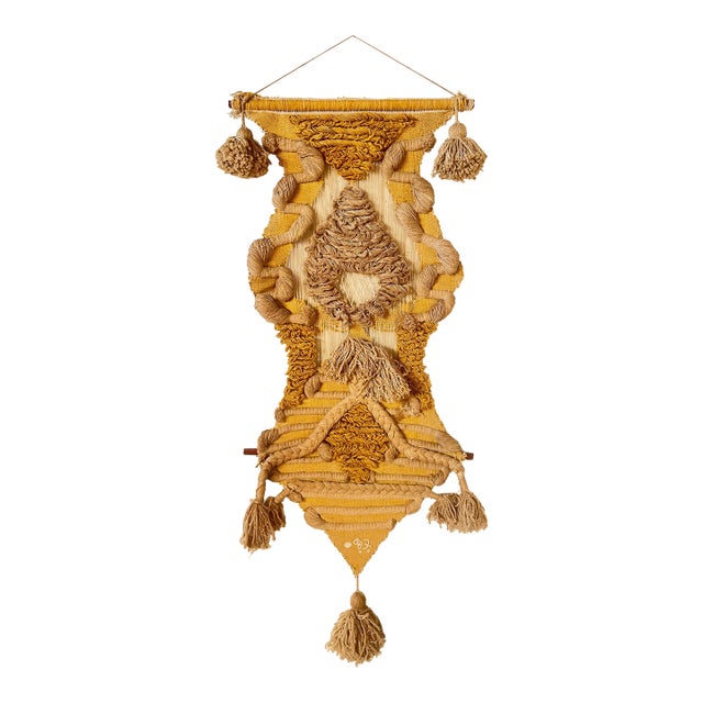 Don Freedman Fiber Wall Art Tapestry Sculpture Signed 1976 Original, 6 Feet Tall For Sale