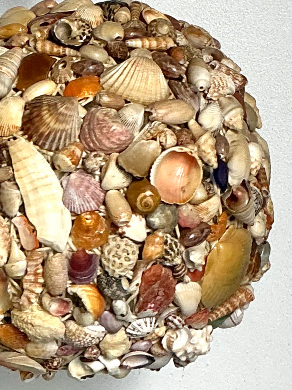 Vintage Shell Encrusted Sphere Hanging Light - Back view
