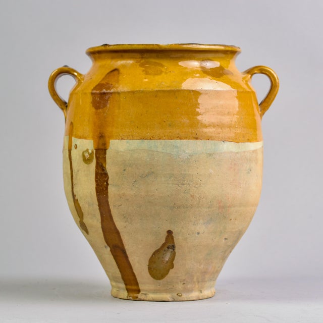French Large Early 20th C French Gold Glazed Confit Jar For Sale - Image 3 of 11