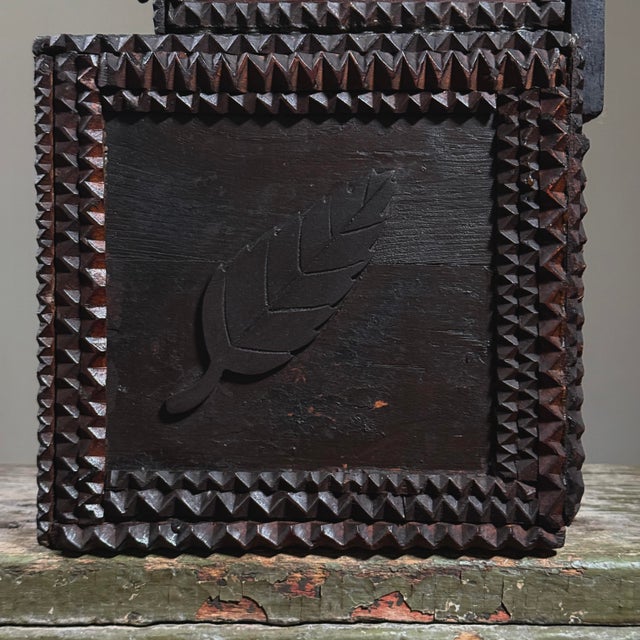 Antique Chip-Carved Tramp Art Dresser With Mirror/Folk Art For Sale - Image 11 of 12