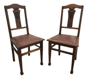 Set of Art Nouveau Leather Chairs, 1920s