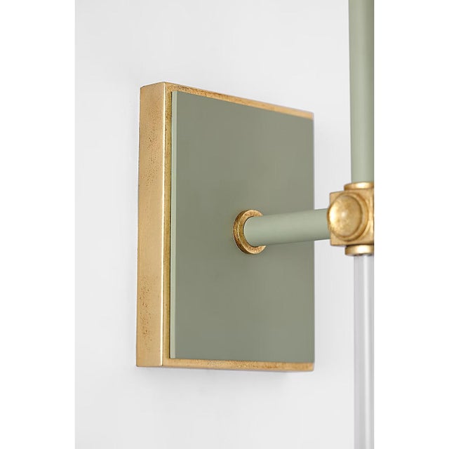 Traditional Julie Neill for Visual Comfort Signature Lucia 21" Cordless Sconce in Celadon and Crystal with Linen Shade For Sale - Image 3 of 14