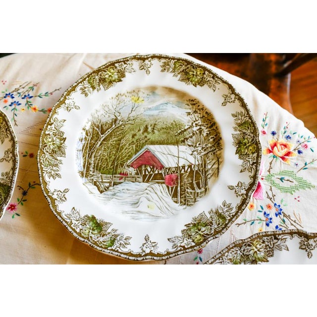 Johnson Brothers Set of 5 Johnson Brothers Friendly Village Dinner Plates For Sale - Image 4 of 11